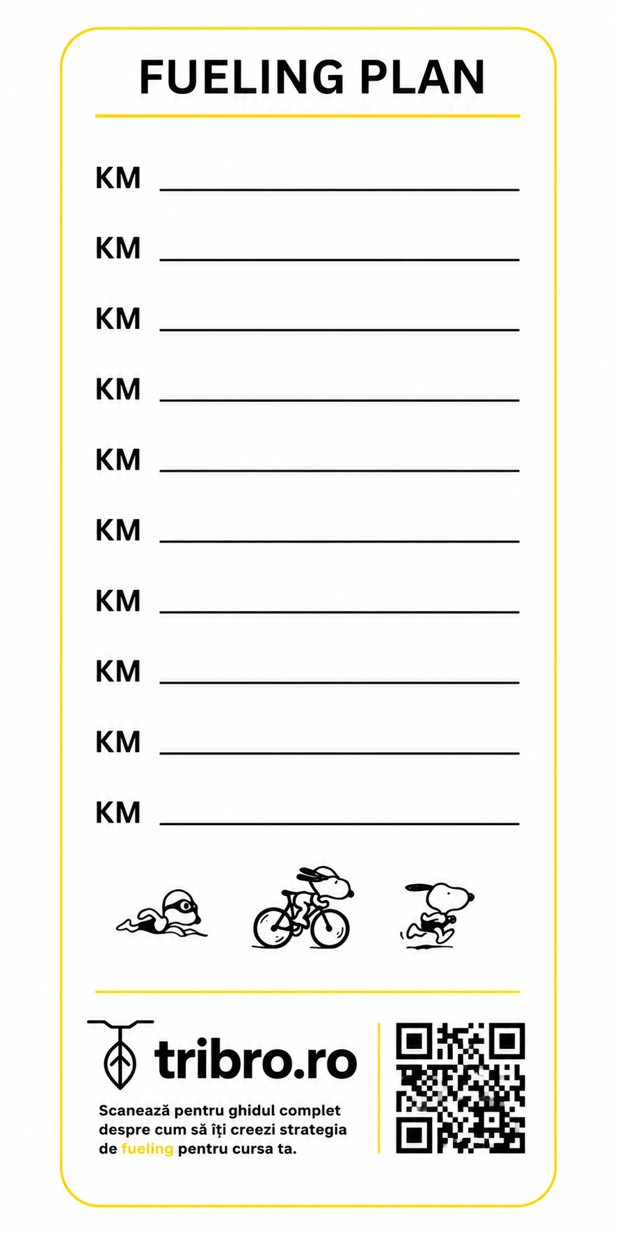 Sticker fueling plan pentru triatlon