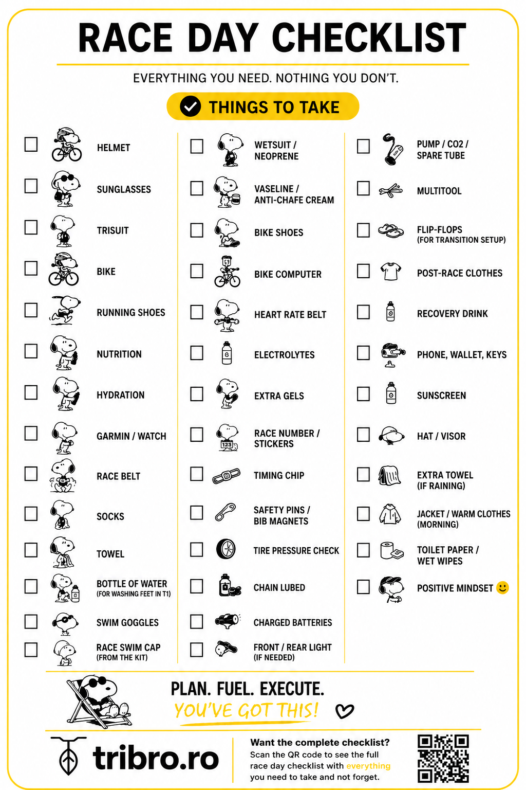 Race Day Checklist