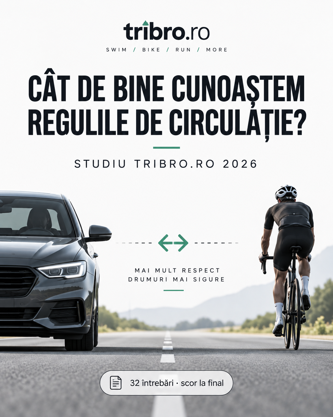 Studiu Tribro despre cunoașterea regulilor de circulație de către bicicliști și șoferi