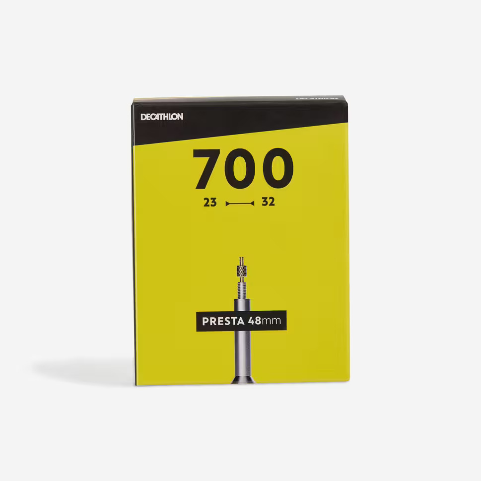 Cameră aer 700x23–32 – valvă Presta 48 mm (Decathlon)